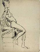 Theo van Doesburg Vrouwelijk naakt op een stoel oil painting